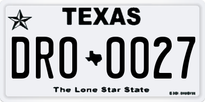 TX license plate DRO0027