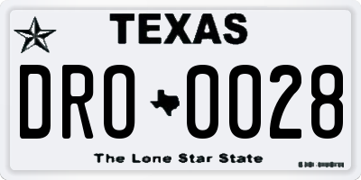 TX license plate DRO0028