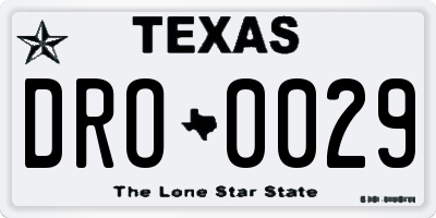 TX license plate DRO0029