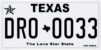 TX license plate DRO0033