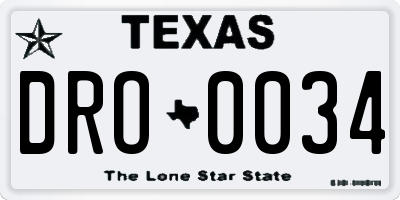 TX license plate DRO0034
