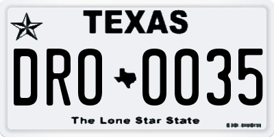 TX license plate DRO0035