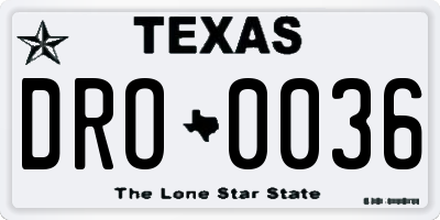 TX license plate DRO0036
