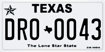 TX license plate DRO0043