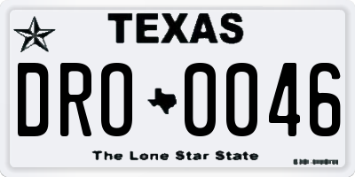 TX license plate DRO0046