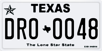 TX license plate DRO0048