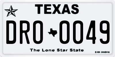 TX license plate DRO0049
