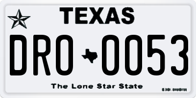 TX license plate DRO0053