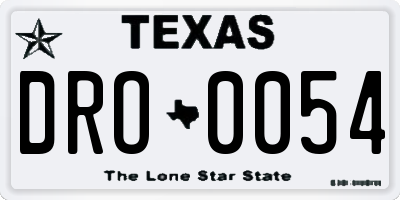 TX license plate DRO0054