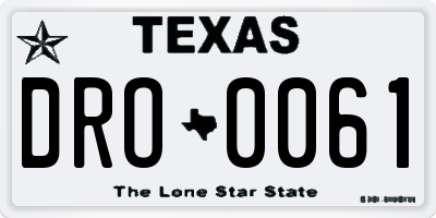 TX license plate DRO0061