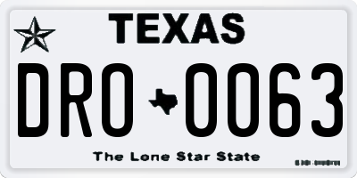 TX license plate DRO0063
