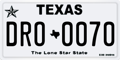 TX license plate DRO0070