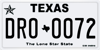 TX license plate DRO0072
