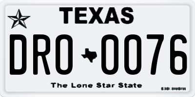 TX license plate DRO0076
