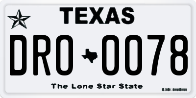 TX license plate DRO0078