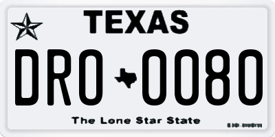 TX license plate DRO0080