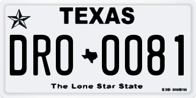TX license plate DRO0081
