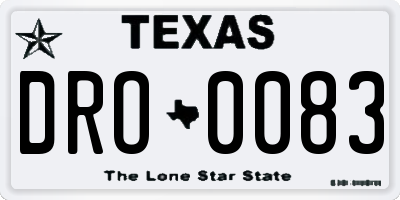 TX license plate DRO0083
