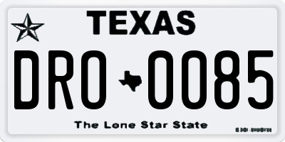 TX license plate DRO0085