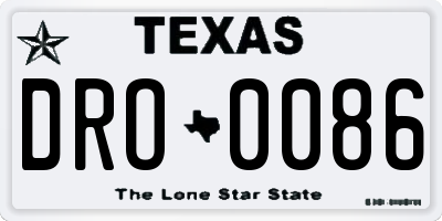 TX license plate DRO0086