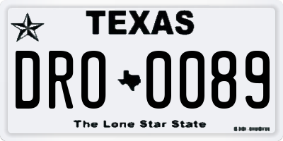 TX license plate DRO0089