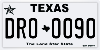 TX license plate DRO0090