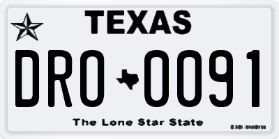 TX license plate DRO0091