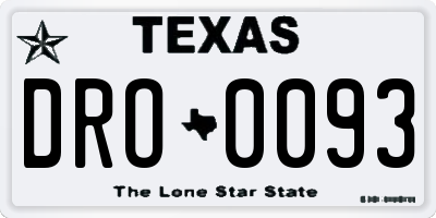TX license plate DRO0093