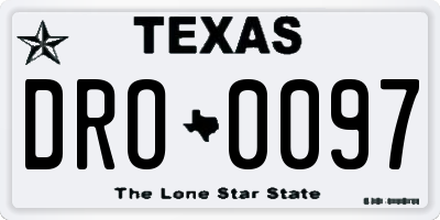 TX license plate DRO0097