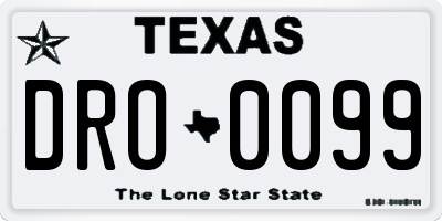 TX license plate DRO0099