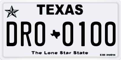 TX license plate DRO0100