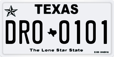 TX license plate DRO0101