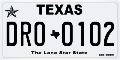 TX license plate DRO0102