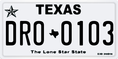 TX license plate DRO0103