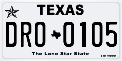 TX license plate DRO0105