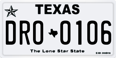 TX license plate DRO0106