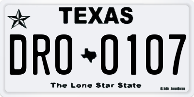TX license plate DRO0107
