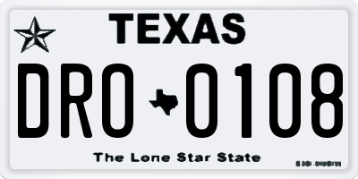 TX license plate DRO0108