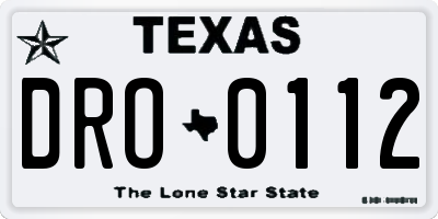 TX license plate DRO0112