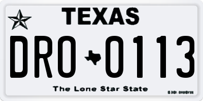 TX license plate DRO0113