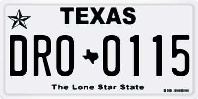 TX license plate DRO0115