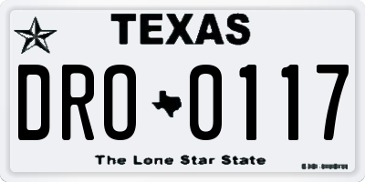 TX license plate DRO0117