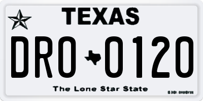 TX license plate DRO0120