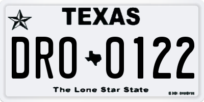 TX license plate DRO0122