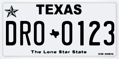 TX license plate DRO0123