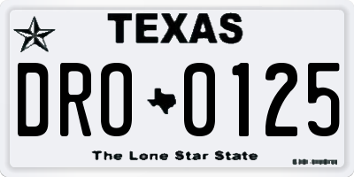 TX license plate DRO0125
