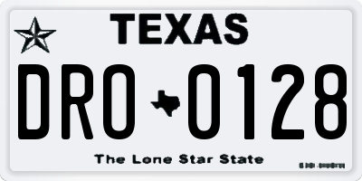 TX license plate DRO0128
