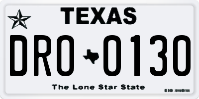 TX license plate DRO0130