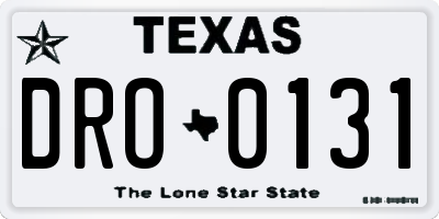 TX license plate DRO0131