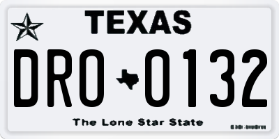 TX license plate DRO0132